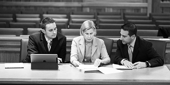 three lawyers in court